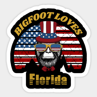 Bigfoot loves America and Florida Sticker